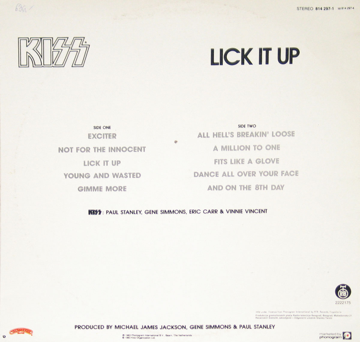 High Resolution #2 Photo KISS Lick it Up Yugoslavia 